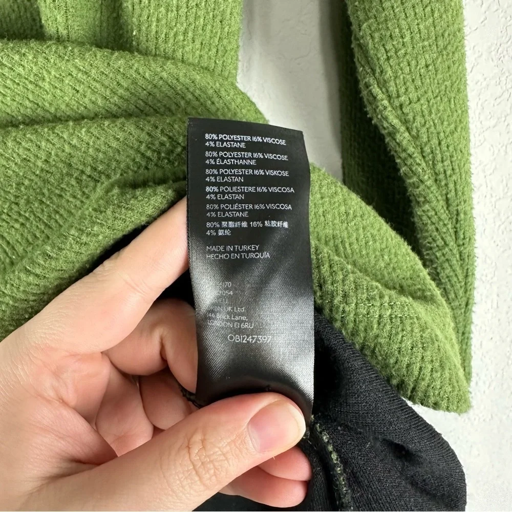 Anthropologie Green Theresa Mock Neck 3/4 Sleeves Tunic Top Sweater Size Small